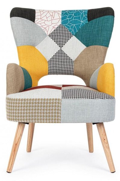 Poltrona Imbottita 65x68x92 cm in Tessuto Patchwork