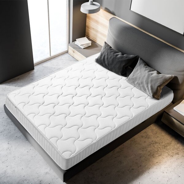 Materasso Memory e Molle Matrimoniale Francese 140x190 cm H20 Bianco