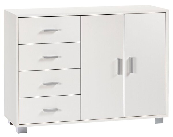 Madia 2 Ante 4 Cassetti 116x86x41 cm Bianco Fiammato