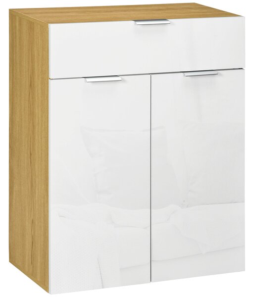 Mobile 2 Ante 1 Cassetto 70x35x92 cm in Truciolato Bianco