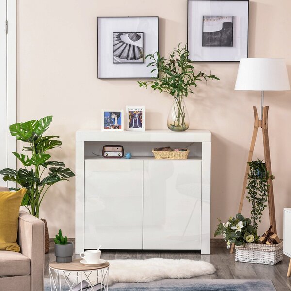 Mobile Salvaspazio Multiuso con LED 107x35x97 cm in Legno Bianco