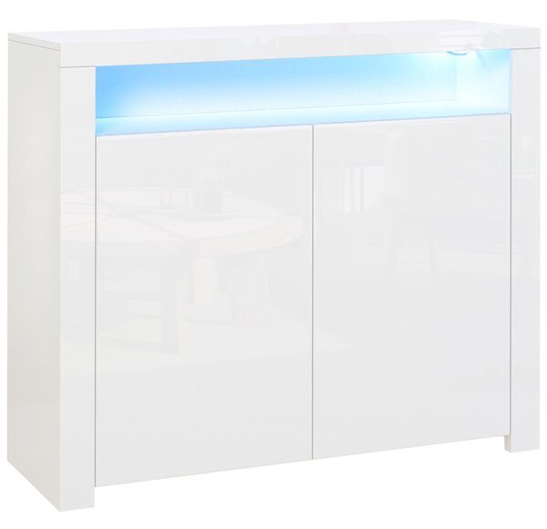 Mobile Salvaspazio Multiuso con LED 107x35x97 cm in Legno Bianco