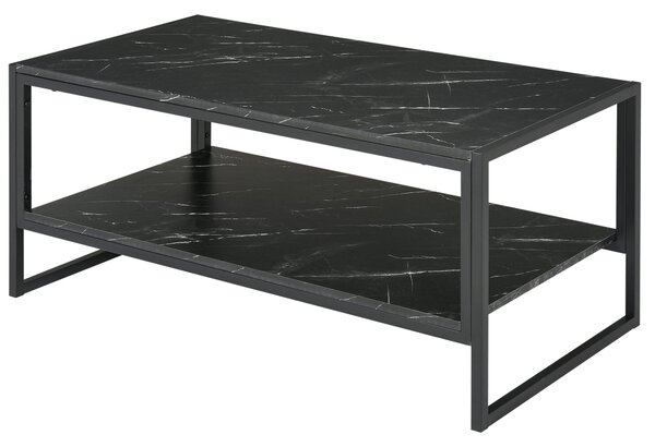 Tavolino Rettangolare da Caffè 106x50x47 cm Nero Effetto Marmo