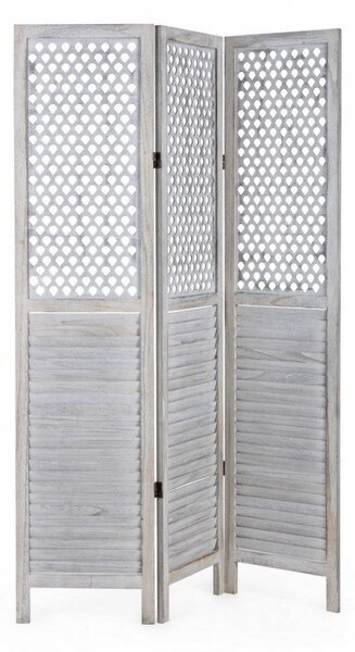 Paravento 3 Ante Hole Bianco Anticato 120x170 in Legno