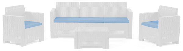 Set Salotto da Giardino in Resina Divano 2 Poltrone e Tavolino Bauer Nebraska 3 Bianco