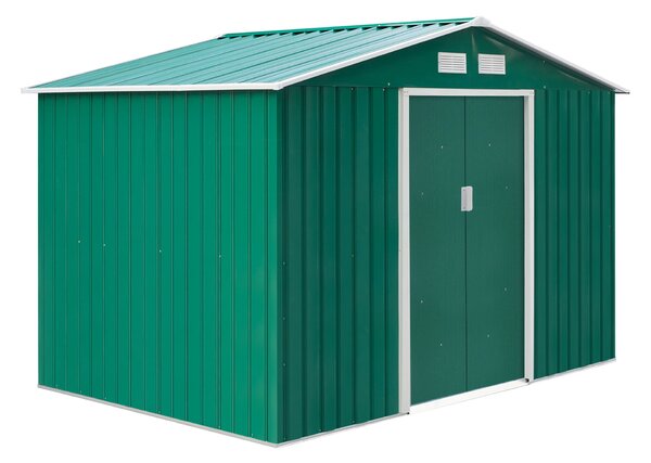 Casetta Box da Giardino in Lamiera Verde 277x191x192 cm