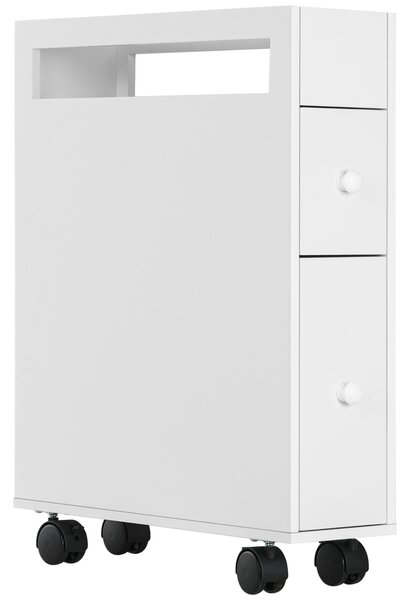 Mobiletto Bagno Salvaspazio 16x49,5x66 cm con Ruote Bianco