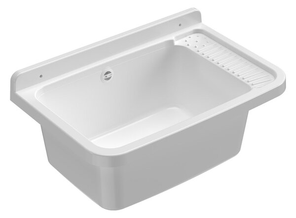 Lavatoio 60x40x25 cm Pilozzo a Parete in Resina Bianco