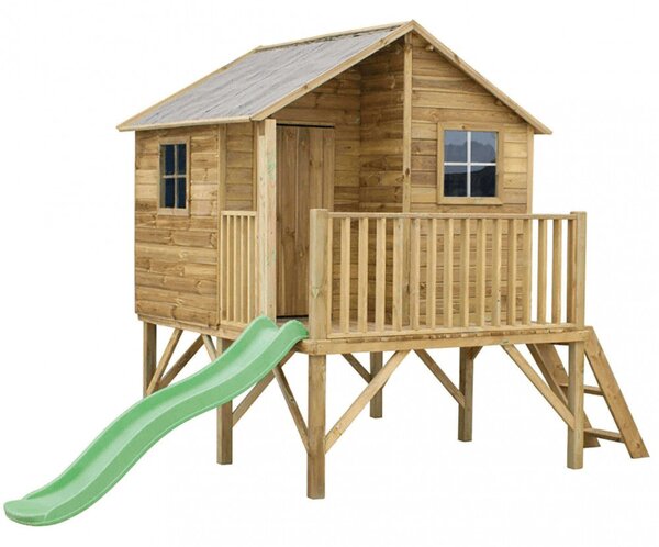 Casetta Gioco per Bambini in Legno Masha con Scivolo 220x174x250 h cm in Legno