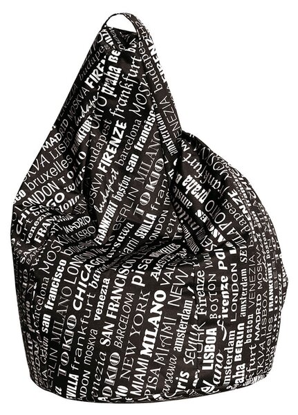 Poltrona a Sacco Pouf in Poliestere Big City Nero Avalli