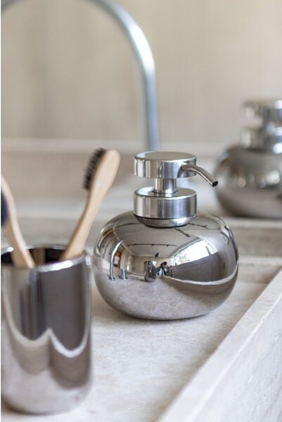 Dispenser per sapone argentato in ceramica 200 ml Lotus – Mette Ditmer Denmark