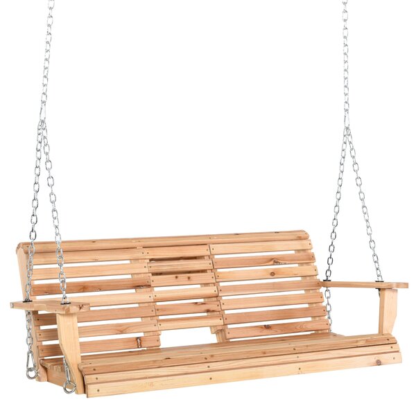 Dondolo 3 Posti Sospeso 150x75x53 cm con Tavolino Pieghevole in Legno