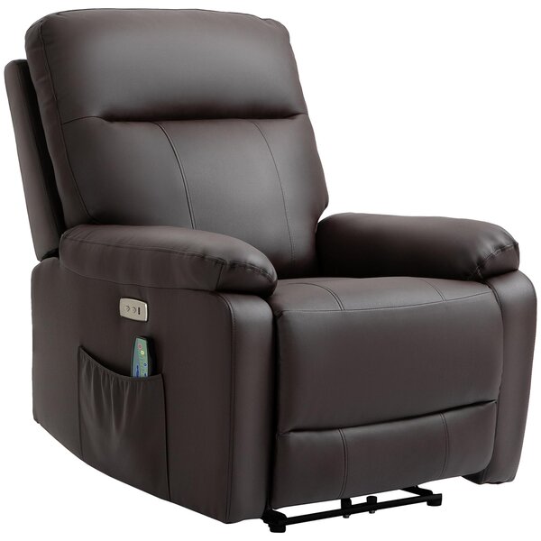 Poltrona Relax Massaggiante 80x96x97 cm con Telecomando Marrone