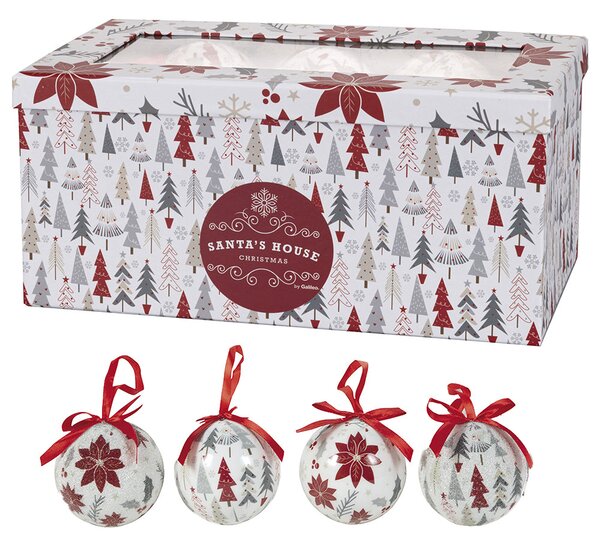 Set 14 Palle di Natale Ø7,5 cm in Polyfoam con Box Alberi e Stella di Natale