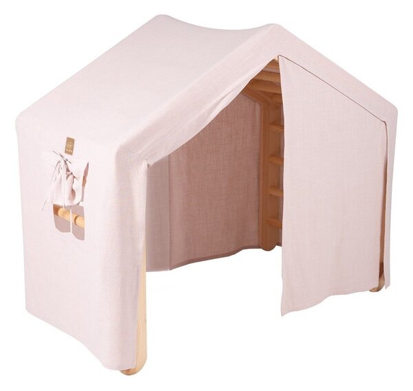 Pikler triangolo montessori rosa/di colore naturale in pino massiccio 112x61x94 cm Montessori – Meowbaby