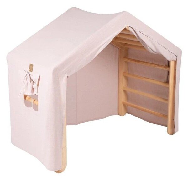 Pikler triangolo montessori rosa/di colore naturale in pino massiccio 112x61x94 cm Montessori – Meowbaby