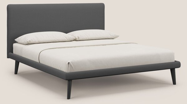 Noel letto minimal scandinavo con piedi in mogano e tessuto fiammato i