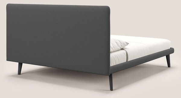 Noel letto minimal scandinavo con piedi in mogano e tessuto fiammato i