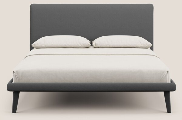 Noel letto minimal scandinavo con piedi in mogano e tessuto fiammato i