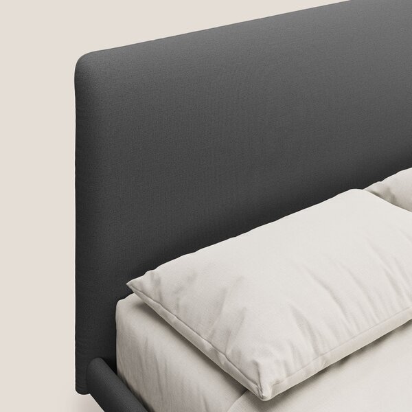 Noel letto minimal scandinavo con piedi in mogano e tessuto fiammato i