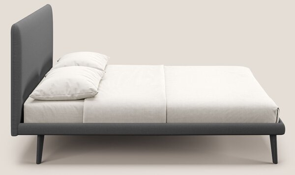 Noel letto minimal scandinavo con piedi in mogano e tessuto fiammato i
