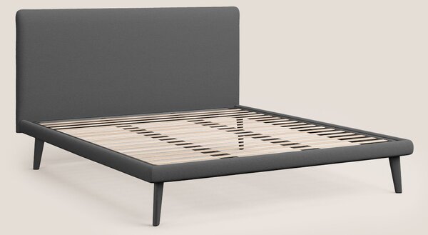 Noel letto minimal scandinavo con piedi in mogano e tessuto fiammato i