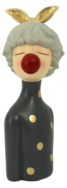 Statuina Donna in Resina a pois grigio cm 15x14xh32