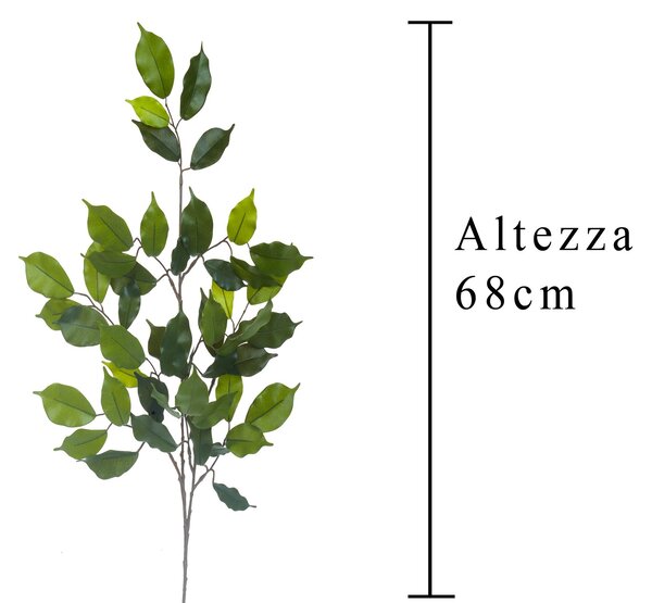 Set 12 Rami di Ficus Artificiale con 42 Foglie Altezza 60 cm Verde