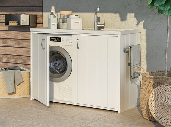 Lavatoio e Coprilavatrice in PVC 109x60x92cm Forlani SuperWash Bianco