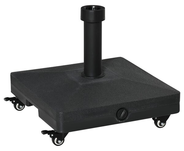 Base per Ombrellone da Giardino 45x45x39 cm Palo 38-48 mm con Ruote in HDPE Nero