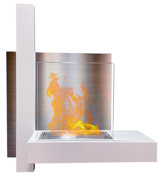 Camino a Bioetanolo da Parete 65x23x75 cm Vienna Bianco Lucido