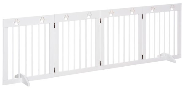 Cancelletto di Sicurezza Pieghevole per Animali Domestici 204x30x61 cm in Legno Bianco