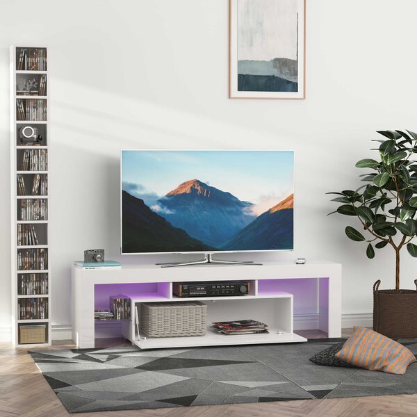 Mobile TV con Luci a LED 160x35x45 cm per TV fino a 65 Bianco