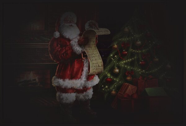 Quadro in Legno con Led babbo natale rettangolare cm 63x43x3,3