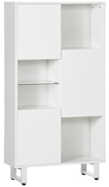 Credenza 4 Ripiani 3 Ante 70x24,3x132 cm in Legno Bianco