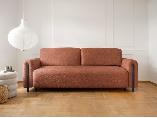 Divano color terracotta allungabile/con contenitore e rivestimento in bouclé 244 cm Arcadova – ELTAP