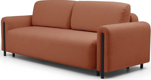 Divano color terracotta allungabile/con contenitore e rivestimento in bouclé 244 cm Arcadova – ELTAP