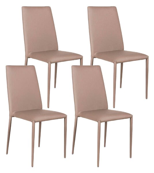 Set 4 Sedie 40x42xH96 cm in Similpelle Cleo Tortora