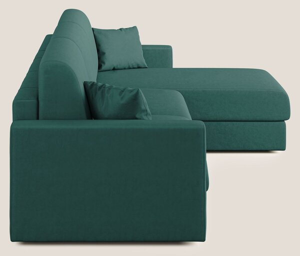 Chris Divano letto angolare con penisola in microfibra smacchiabile T1