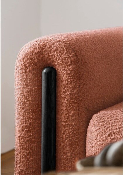 Divano color terracotta allungabile/con contenitore e rivestimento in bouclé 244 cm Arcadova – ELTAP