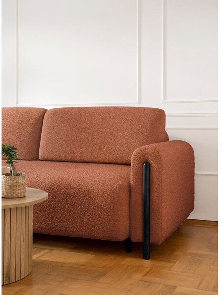 Divano color terracotta allungabile/con contenitore e rivestimento in bouclé 244 cm Arcadova – ELTAP