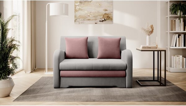 Divano rosa/grigio chiaro allungabile e rivestimento in velluto 130 cm Ario – ELTAP