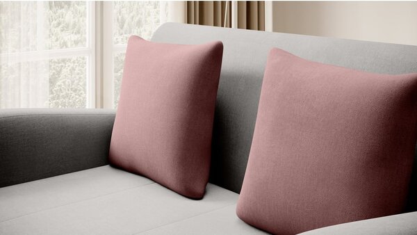 Divano rosa/grigio chiaro allungabile e rivestimento in velluto 130 cm Ario – ELTAP