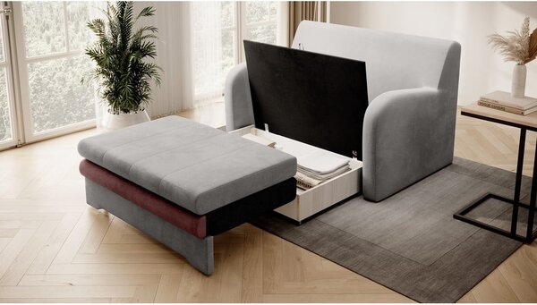 Divano rosa/grigio chiaro allungabile e rivestimento in velluto 130 cm Ario – ELTAP