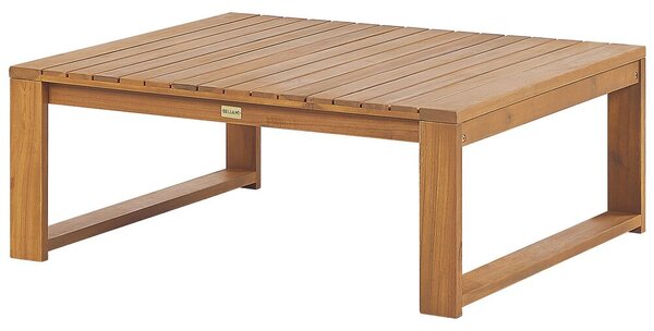 Tavolino da caffè da giardino in legno di acacia chiaro 90 x 75 cm da esterno moderno elegante Beliani