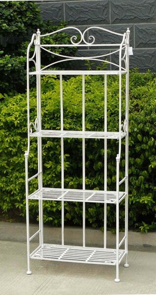 Portapiante Noelle 4 Piani Bianco Antico 61x32x156 h cm in Acciaio Bianco