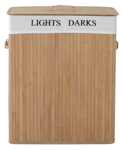 Cesta Portabiancheria 52x32x63 cm in Bambù con Coperchio e Fodera Rimovibile