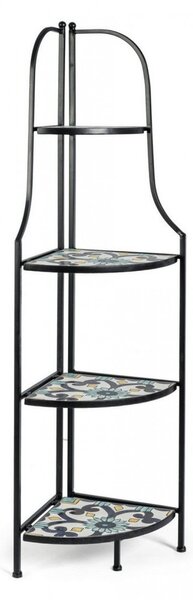Portapiante ad Angolo 41x28x131h cm 4 Ripiani Pieghevole in Metallo