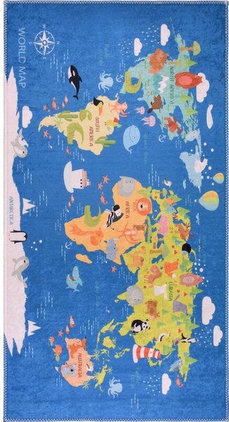 Tappeto per bambini blu lavabile 160x230 cm Animal Atlas – Vitaus