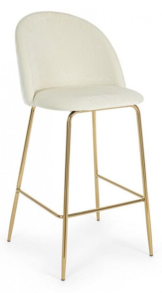 Set 2 Sgabelli 51x55x105 cm in Poliestere Effetto Velluto Bianco